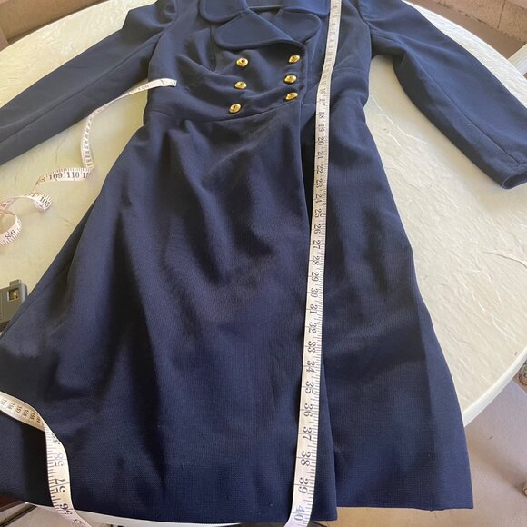 Vintage Butte Knit Navy Blue Double Breasted Long Princess Coat Size S - Picture 4 of 6